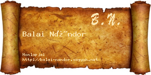 Balai Nándor névjegykártya