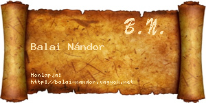 Balai Nándor névjegykártya